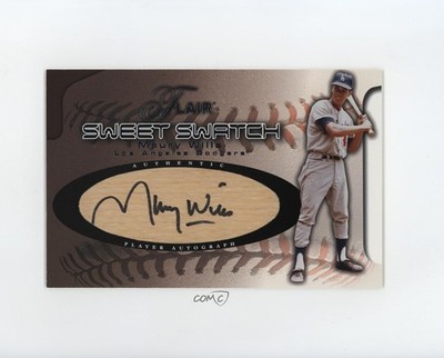 2002 Flair Box Topper Sweet Swatch Bat 92/285 Maury Wills Auto 1t3