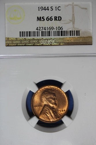 1944 S NGC 1C MS66RD LINCOLN WHEAT CENT #B50931