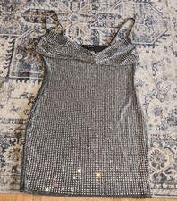 Fashion Nova Sequin Silver Dress Mini Dress Size L