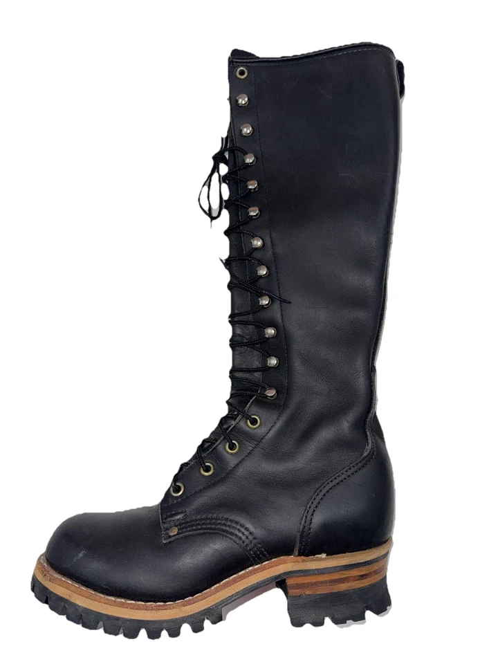 Georgia Boot Logger Steel Toe 5.5M Black Leather Vibram Vintage Rare Work Boots - Image 2 of 4