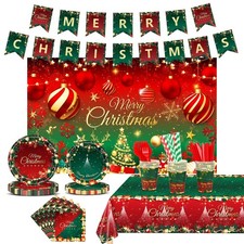 Christmas Party Decorations, Merry Supplies with Red+green 