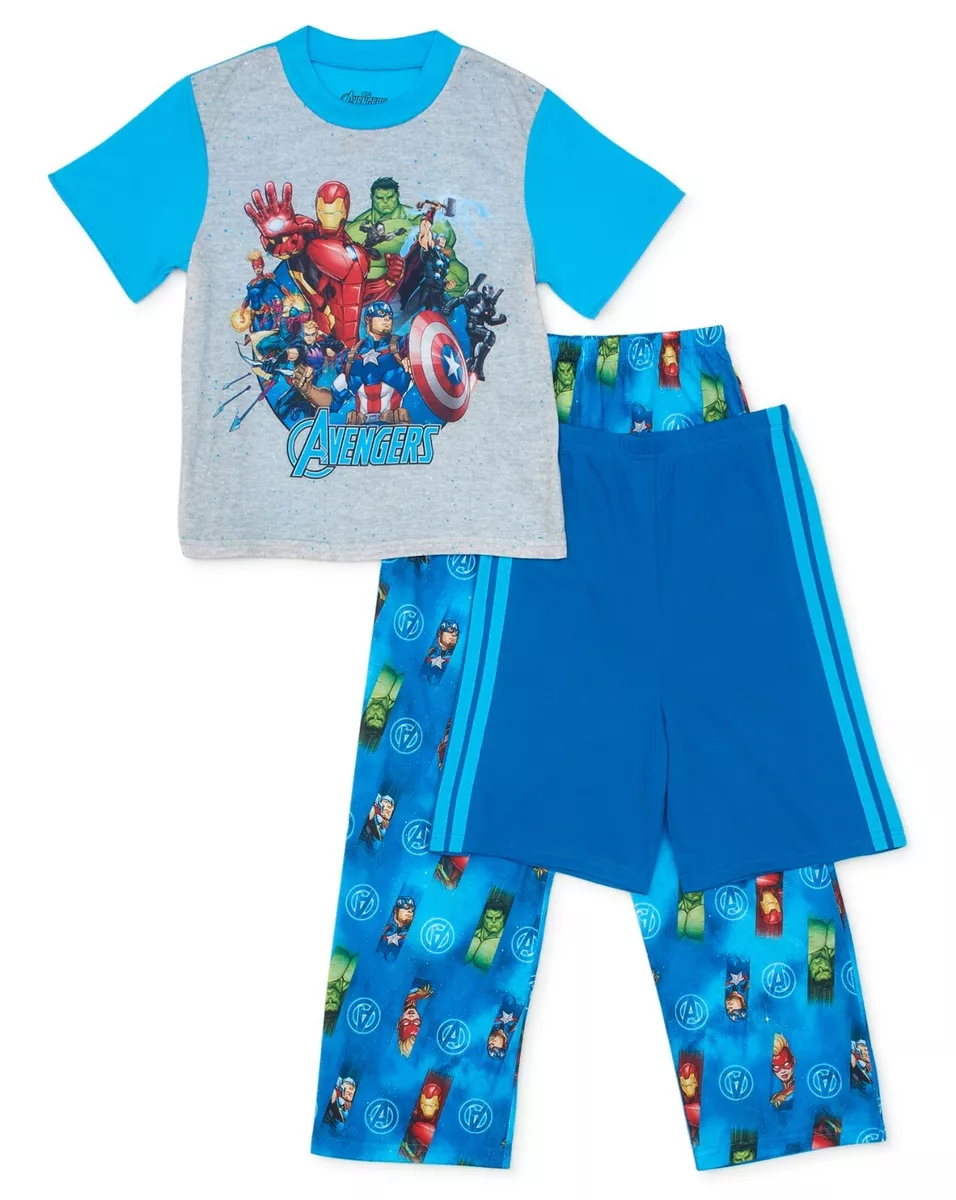 Avengers Boys Pajamas Size 4 5 6 Shirt Shorts Pants HULK IRON MAN Summer Set NWT