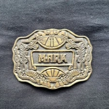 Vintage 70s MARK Belt Buckle Oden Inc Name Fun Guy Heavy MARCUS 