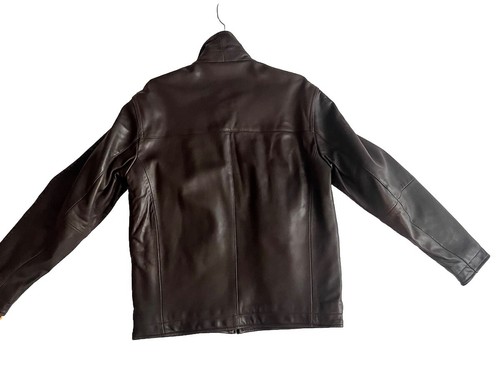 Perry Ellis Portfolio Men’s Brown Lambskin Leather Zip Up Jacket NWT Sz Small - Picture 13 of 20