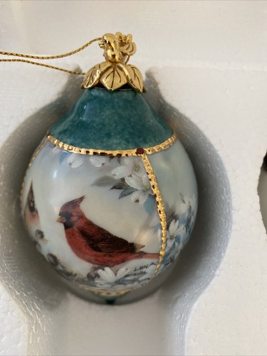 Bradford Exchange Lena Liu Yellow Blue Bird Ornament 3 Heirloom Porcelain Rare! - Picture 17 of 17