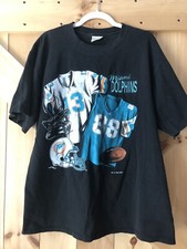 Vintage Nutmeg 90s Miami Dolphins Marino Football T-shirt NFL Size XL Made In US