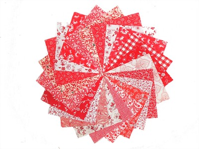 17 6.5'' Quilting Squares Beautiful Red & White/no dupes