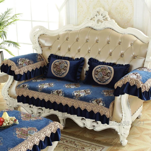 Antiker Jacquard Sofabezug 2 3 Sitzer Chenille Europäische Spitze Sessel Schonbezug - Bild 1 von 29