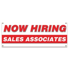 Now Hiring Sales Associates Banner Apply Inside Accepting Application