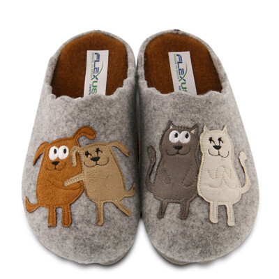 Flexus By Spring Step PetLove Indoor/outdoor wool slipper Dog+Cats Gray EUR 36