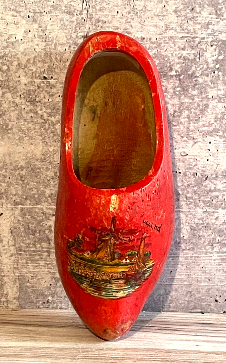 【最終値下げ】Melotone 昭和レトロ　オルゴール　赤い靴　ヴィンテージ Dutch Wooden Shoe Clog Holland Carved Painted Red Windmill Vintage
