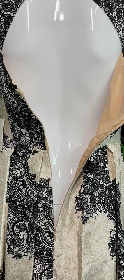 NUEVO Vestido Formal Jessica Simpson Negro/Blanco Talla 2 Cintura Hasta la Rodilla Foto 4 de 4