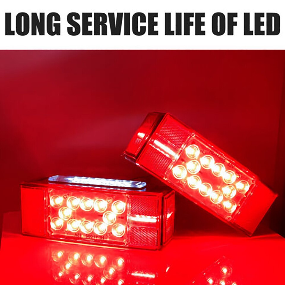 AUTOARIUM Trailer Light Kit - LED Stop/Turn/Tail Lights With Amber Markers, 22ft Wiring Harness, IP68 Waterproof