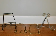 LOT 4 Metal Easel Plate Holder Stand Display Photo Book Picture Art VINTAGE!
