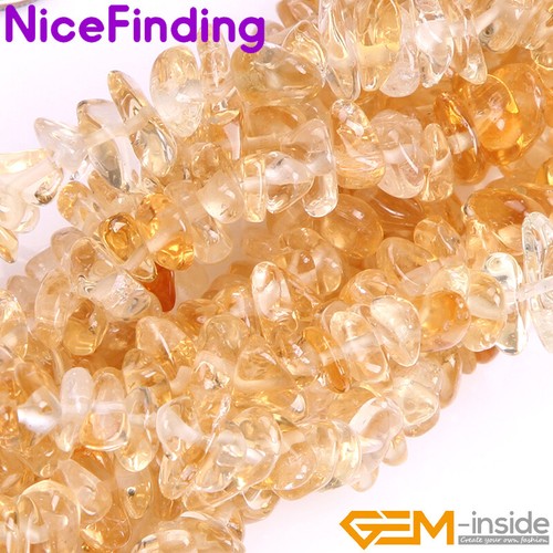 Natural Freeform Yellow Citrine Chips Stone Beads For Jewelry Making Strand 34" - Picture 3 of 7