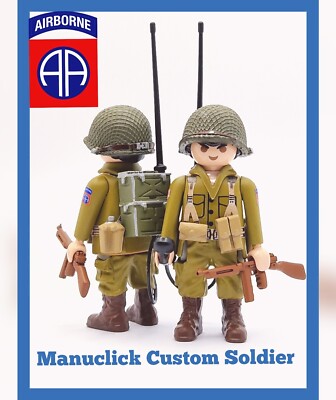 PLAYMOBIL Custom WW2 SOLDADO EJERCITO USA 82 PARACAIDISTA RADIO - Main Image
