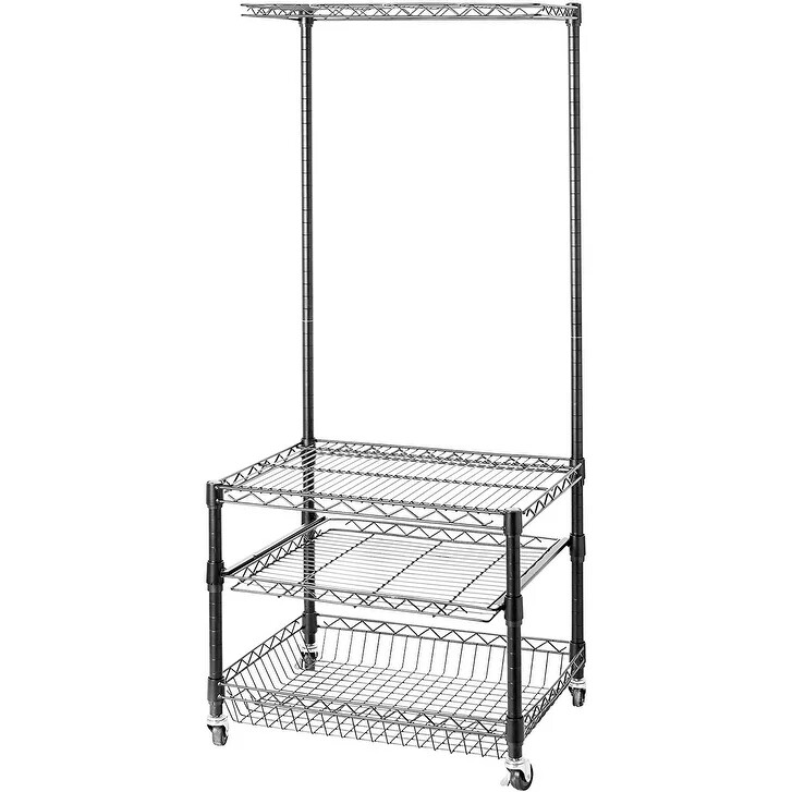 Black Metal Mini Fridge Storage Shelves Microwave Refrigerator Dorm Organizer