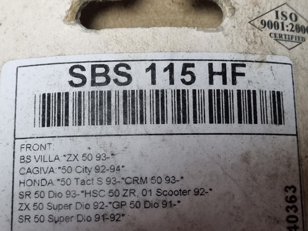 AN SBS Ceramic Scooter Front Brake Pads 115HF - HONDA CRM50 1993