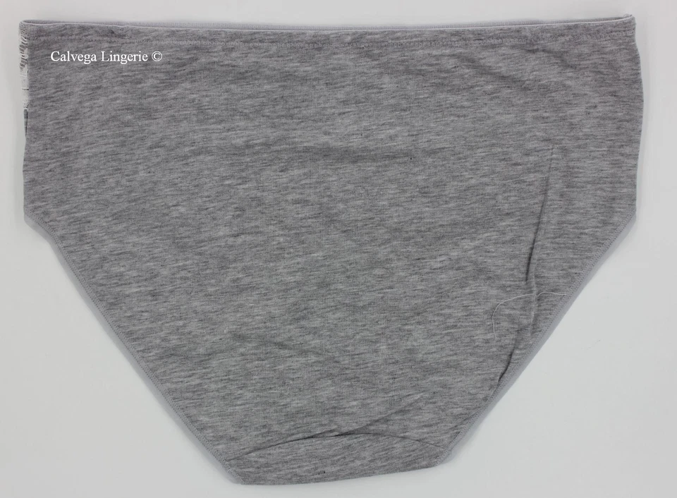 Nuevo con etiquetas Le Mystere 9020 "Cotton Touch" algodón con encaje tiro alto braguita, gris Foto 3 de 4