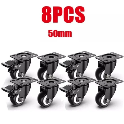 SALANGAE 4/8x Schwerlastrollen Für Möbel 50mm Transportrollen Lenkrollen Mit Bremse 400KG
