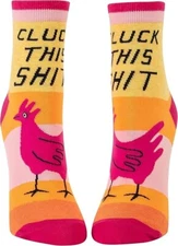 BLUE Q Women's Novelty CLUCK This Sh$% Ankle Socks (Women's shoe size 5 - 10)