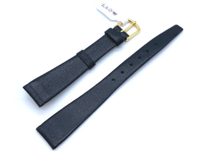 15mm Gilden Genuine Calfskin leather watch band strap black #077