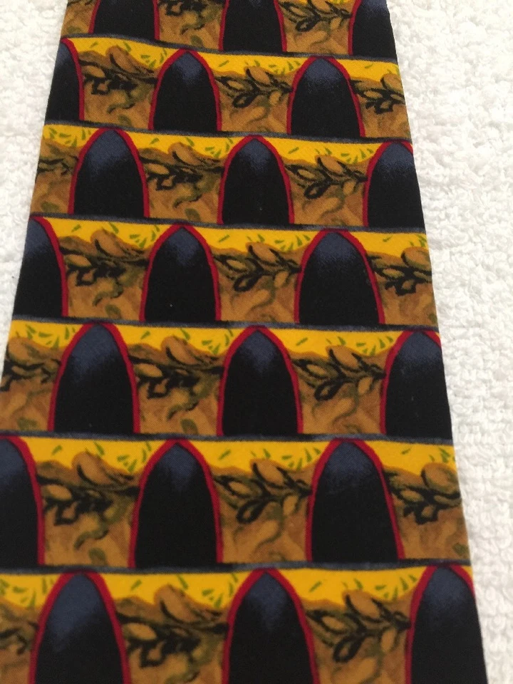 JOS. A. BANK MENS TIE YELLOW W DARK TUNNELS 3.75 X 59 - Image 3 of 4