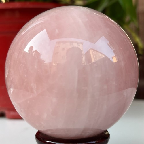 395g Natural Pink Quartz Rose Quartz Ball Crystal Sphere Meditation Healing - Picture 7 of 10