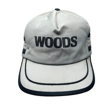 OLD RARE 1980s WOODS 3 SIDE STRIPES SNAPBACK HAT TRUCKER HAT CAP MADE IN USA
