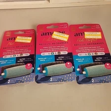 3 Pkgs of 2 Amope Pedi Perfect Refills Ultra & Regular Coarse Roller Heads New