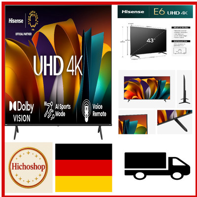 hisense 43e6nt 108cm 43 zoll fernseher, 4k uhd smart tv, precision colour, hd...