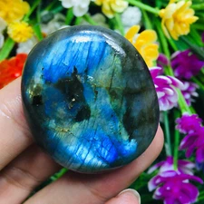 Natural Labradorite Quartz Crystal Polished Palm Stone Ore Specimen Healing 1PC