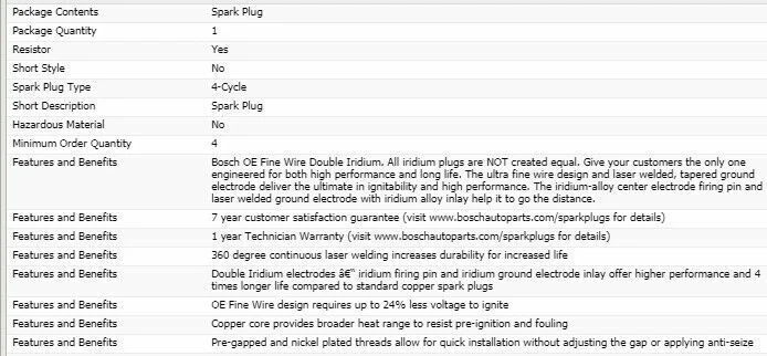 6 New Bosch Double Iridium Spark Plug For 2001-2006 MAZDA TRIBUTE V6-3.0L - Image 4 of 4