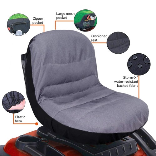 2PK 15" Grey Seat Cover for Riding Lawn Mowers – Universal Fit for John Deere, C - Picture 5 of 7