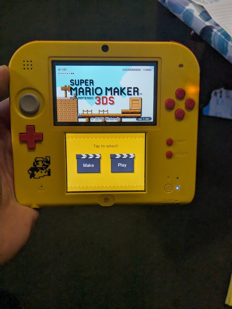 Nintendo 2DS Super Mario Maker Yellow/Red No Charger Or
