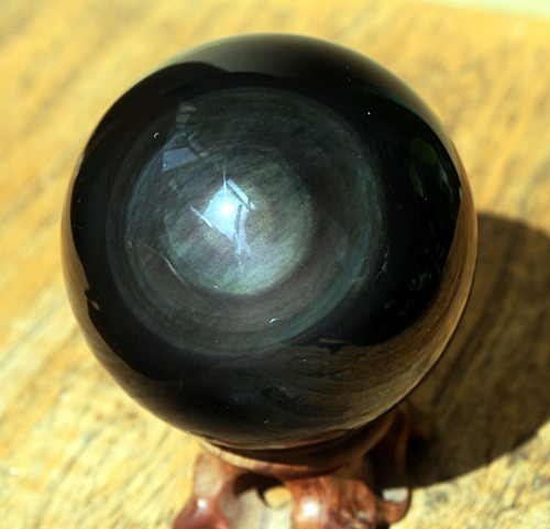 2.2‘’ RAINBOW !! NATURAL CATS EYE OBSIDIAN QUARTZ CRYSTAL SPHERE BALL 1
