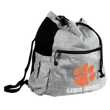 Clemson University Drawstring Backpack Bag School Sports NCAA Gray
