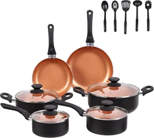 Ceramic Pots and Pans Set, 15PCS Nonstick Set Ceramic Cookware Set, Nonstick Pan