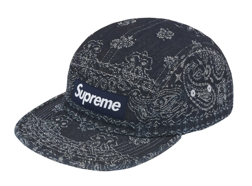 Supreme Bandana Jacquard Denim Camp Cap - Indigo - OS - SS25 | eBay