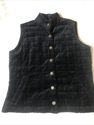El territorio adelante para Mujer Negro Terciopelo SNAP delantera Chaleco  Tapiz Forrado pequeño | eBay