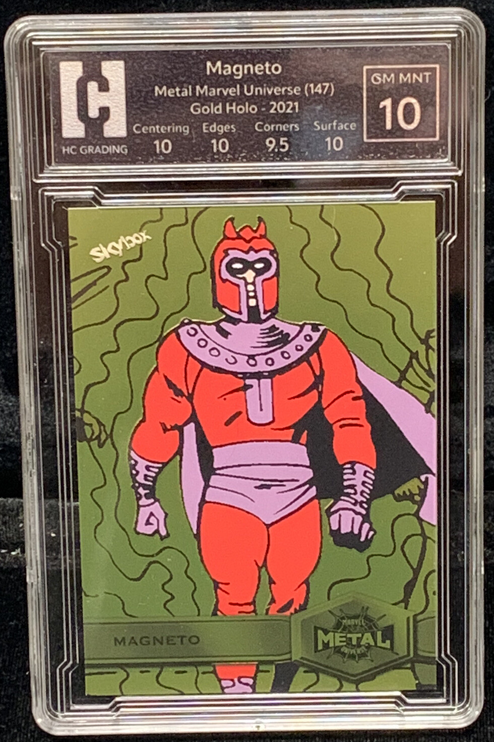 2021 Skybox Marvel Metal Universe Spider-Man Magneto Gold #147 10 Gem Mint HCGS