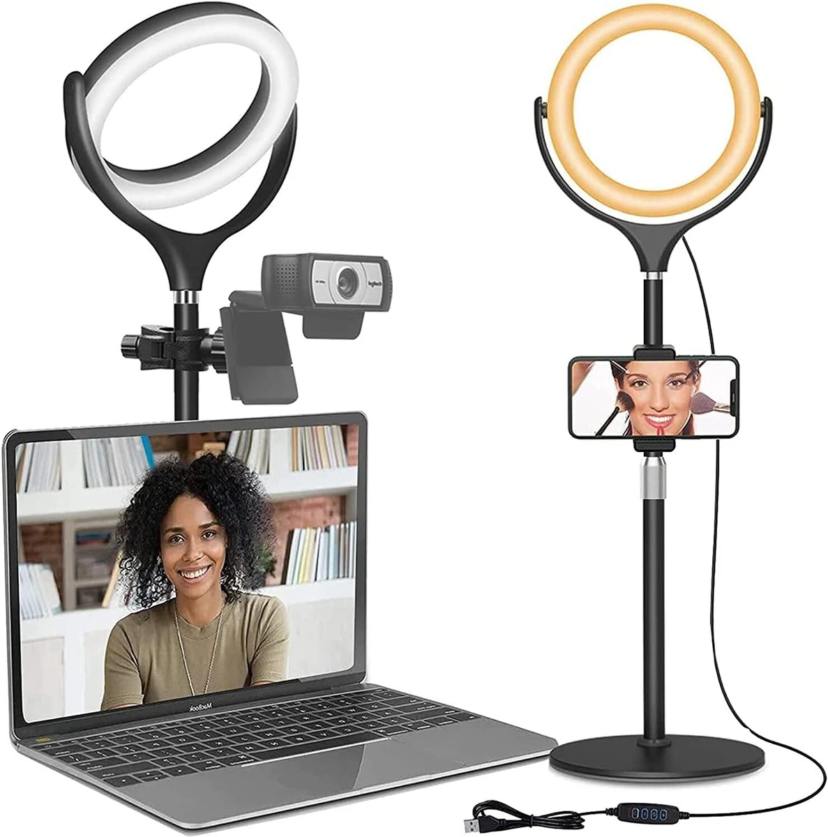 Yarrashop Ring Light Desktop Phone Holder 3 Light Modes 10