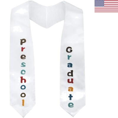 Colorful Kids Graduation Stole in Shiny Satin - Preschool & Kindergarten Options