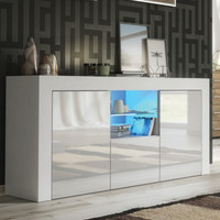 Sideboard 145cm | TV Unit | Modern Stand | White Gloss Doors | Free LED ⭐⭐⭐⭐⭐