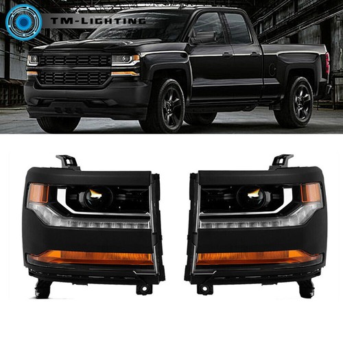 VLAND Faros Delanteros LED Aptos Para Chevy Silverado 1500 2016 2017 2018, Luces Delanteras Con Animacion Dinamica Y Luz De Respiracion Azul Y Senal - Foto 8
