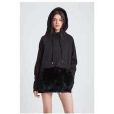 Jocelyn Black Camouflage Fur Lined Hood & Front Pocket Sweatshirt Size X-small