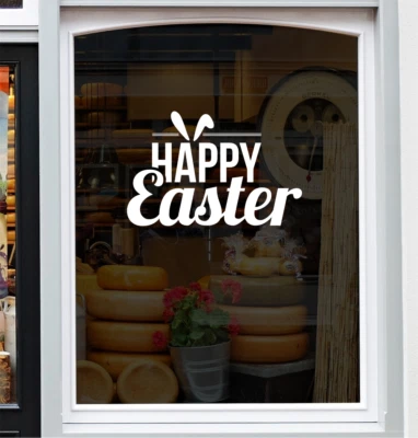 38K VINYL GRAPHICS Happy Easter Shop Window Sticker Display Bunny Glass Vinyl Decal