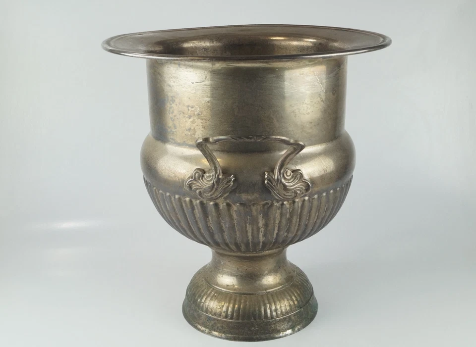 Antik Blumen - Übertopf - Vase - Topf - Pokal - Eiskübel Versilbert mit Patina ✅ - Bild 2 von 4