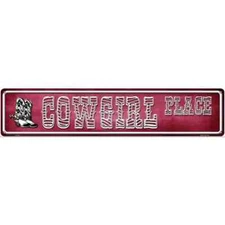 Cowgirl Place Novelty 3"x12" metal street sign plaque Home Door Garage Wall