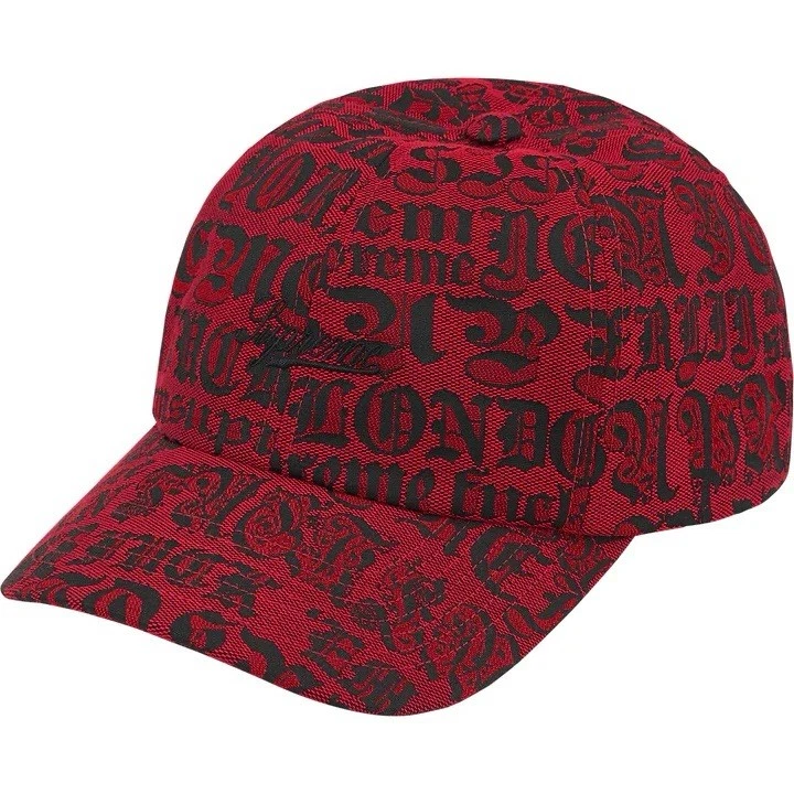 Casquette jacquard 6 panneaux Supreme Cities / rouge (sur les mains)